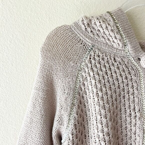 Rebecca Taylor Mohair Wool Blend Knit Hooded Sequin Cardigan - Picture 3 of 12